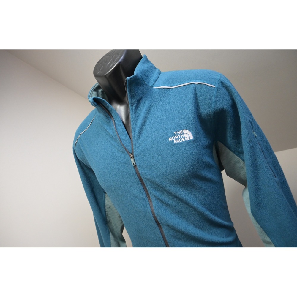 The North Face Fleece Jacket Mens Large Blue Full Zip Mock Neck Camp Hiking